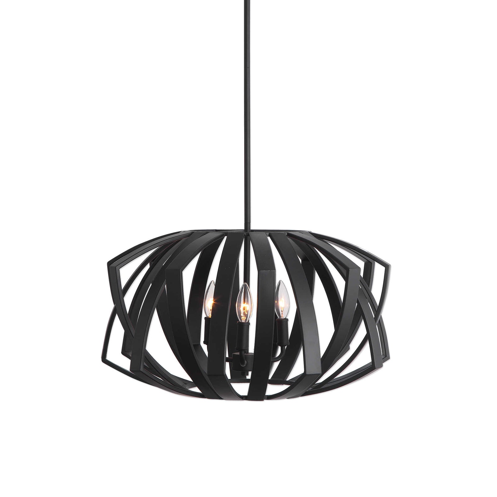 American Home Furniture Uttermost Thales Black Geometric 3 Light Pendant