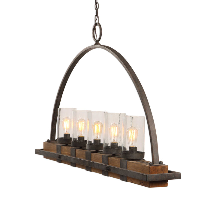 American Home Furniture Uttermost Atwood 5 Light Rustic Linear Chandelier