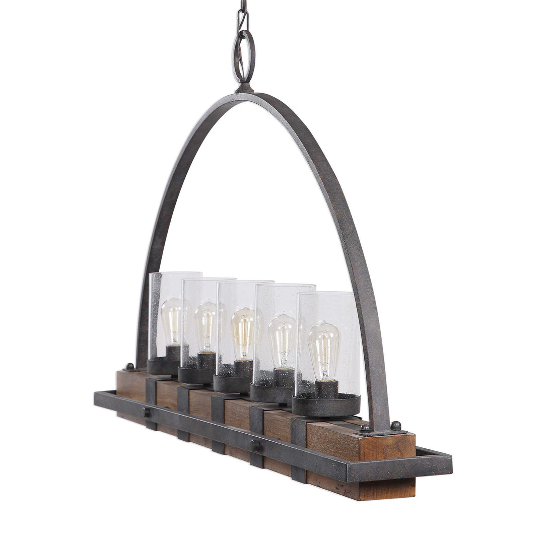 American Home Furniture Uttermost Atwood 5 Light Rustic Linear Chandelier