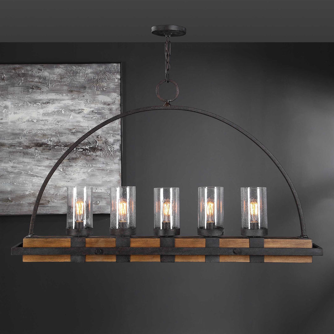 American Home Furniture Uttermost Atwood 5 Light Rustic Linear Chandelier