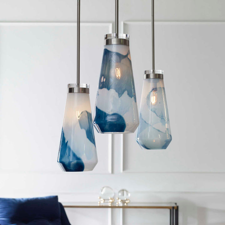 American Home Furniture Uttermost Windswept Blue & White 1 Light Mini Pendant