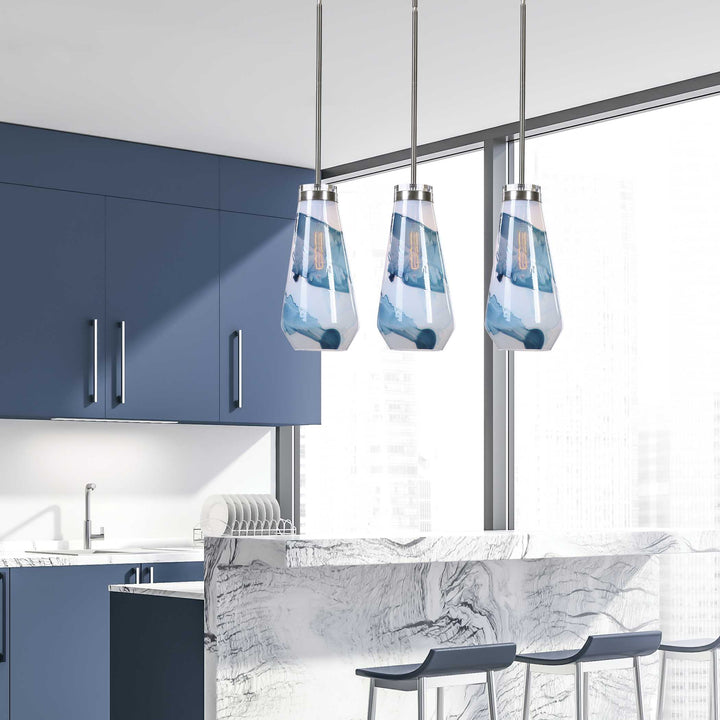 American Home Furniture Uttermost Windswept Blue & White 1 Light Mini Pendant