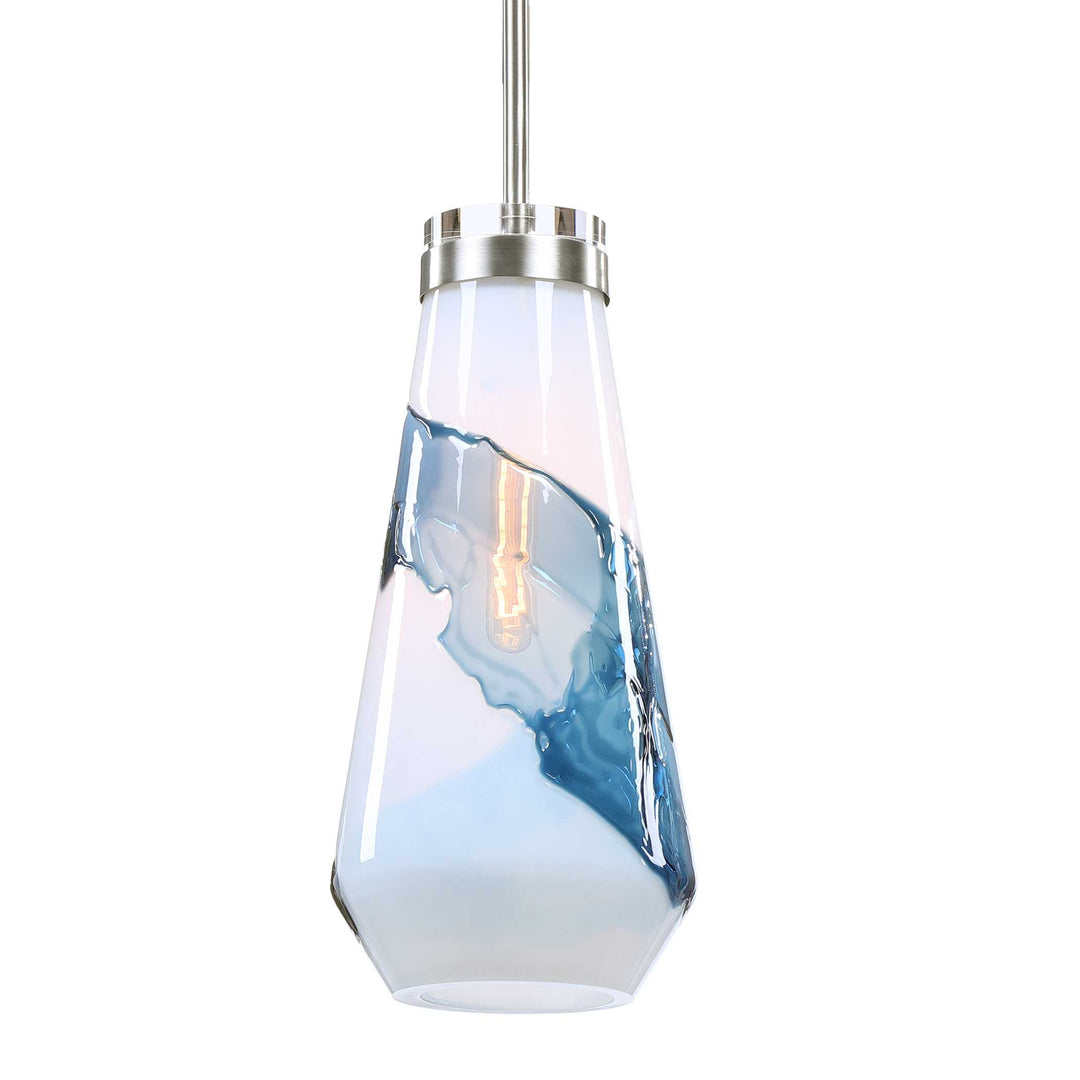 American Home Furniture Uttermost Windswept Blue & White 1 Light Mini Pendant