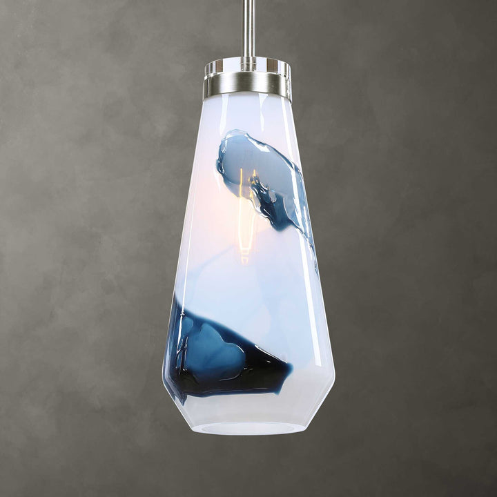 American Home Furniture Uttermost Windswept Blue & White 1 Light Mini Pendant