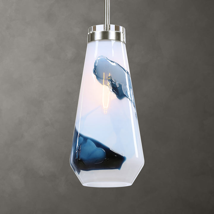American Home Furniture Uttermost Windswept Blue & White 1 Light Mini Pendant