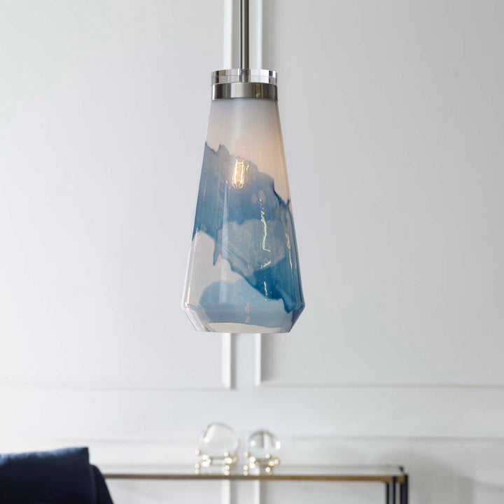 American Home Furniture Uttermost Windswept Blue & White 1 Light Mini Pendant