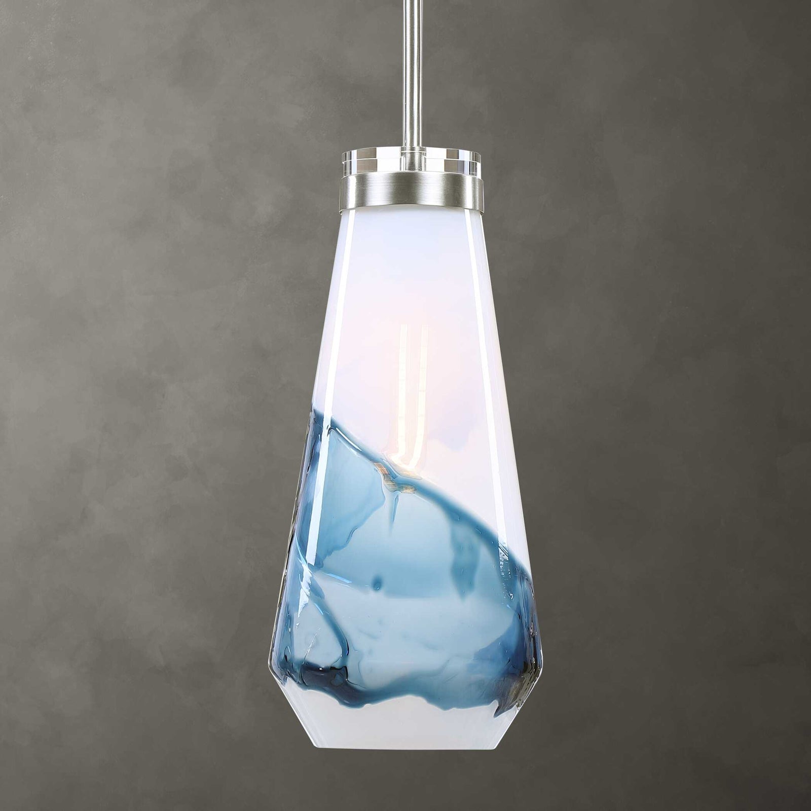 American Home Furniture Uttermost Windswept Blue & White 1 Light Mini Pendant