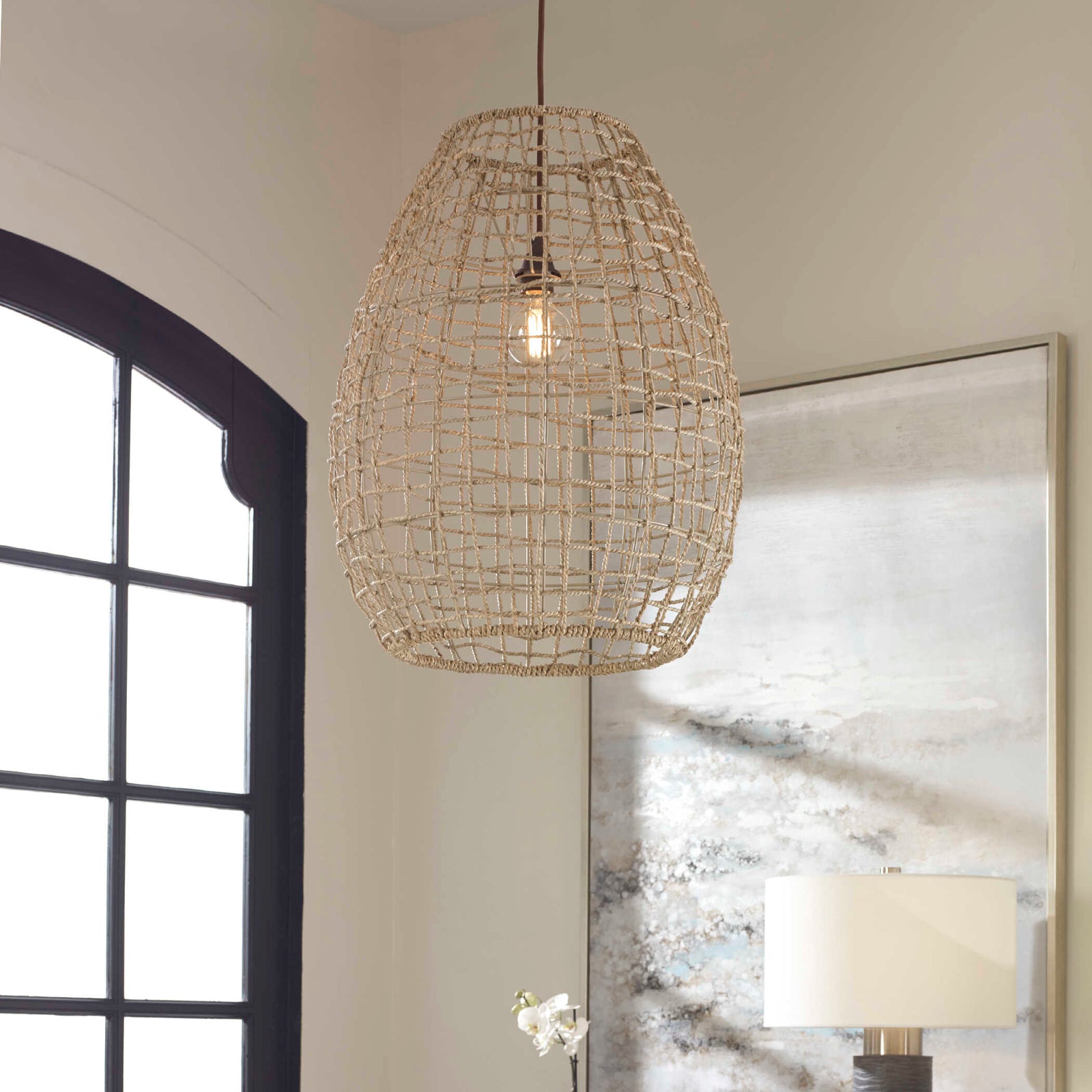American Home Furniture Uttermost Cross Weave 1 Light Pendant