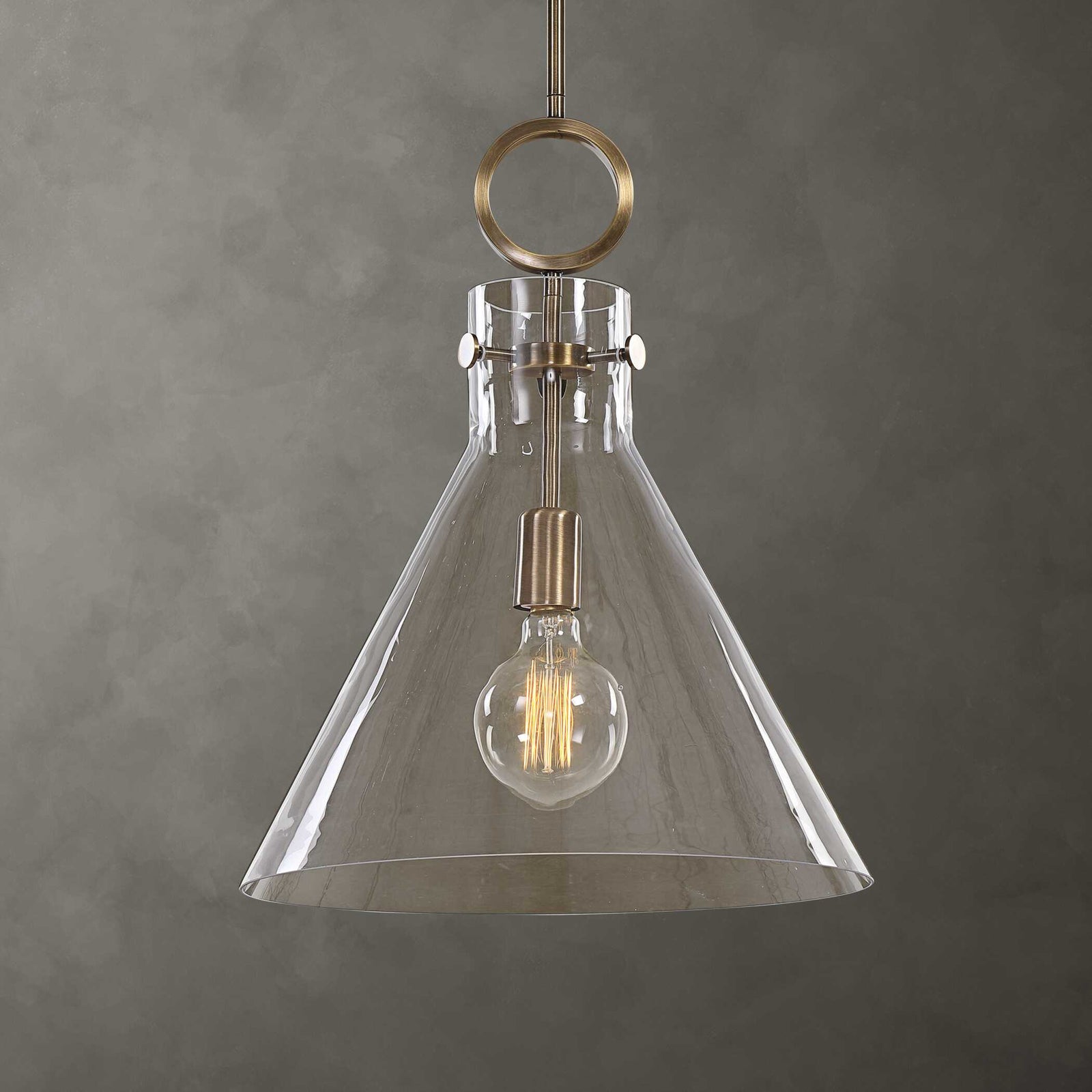 American Home Furniture Uttermost Imbuto Funnel Glass 1 Light Pendant