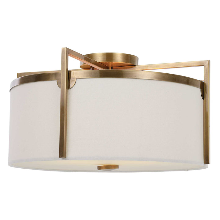 American Home Furniture Uttermost Colfax Brass 3 Light Semi Flush