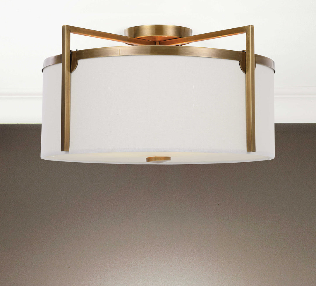 American Home Furniture Uttermost Colfax Brass 3 Light Semi Flush