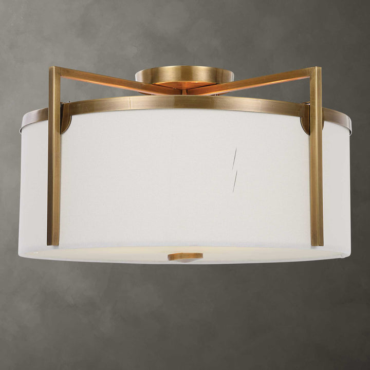 American Home Furniture Uttermost Colfax Brass 3 Light Semi Flush