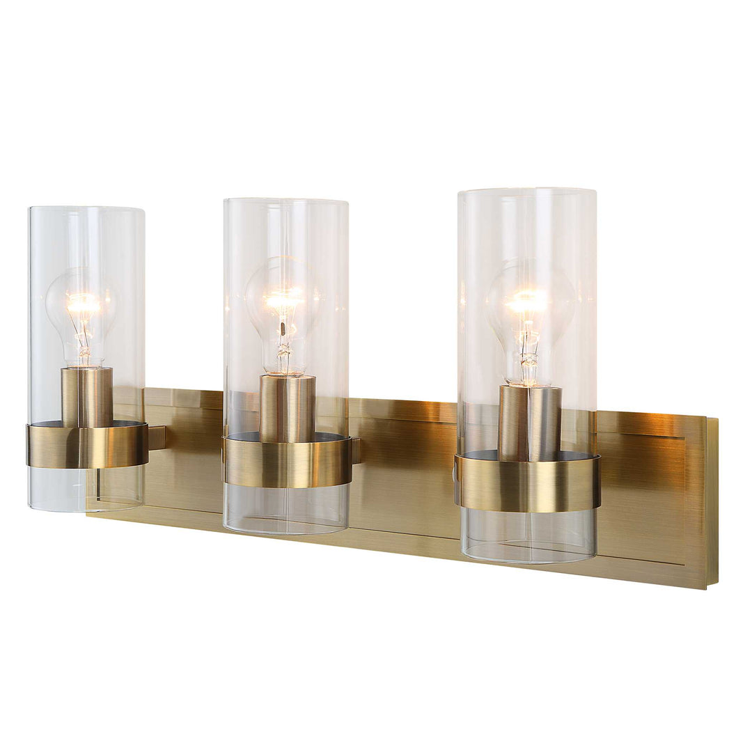 American Home Furniture Uttermost Cardiff Antique Brass 3 Light Vanity