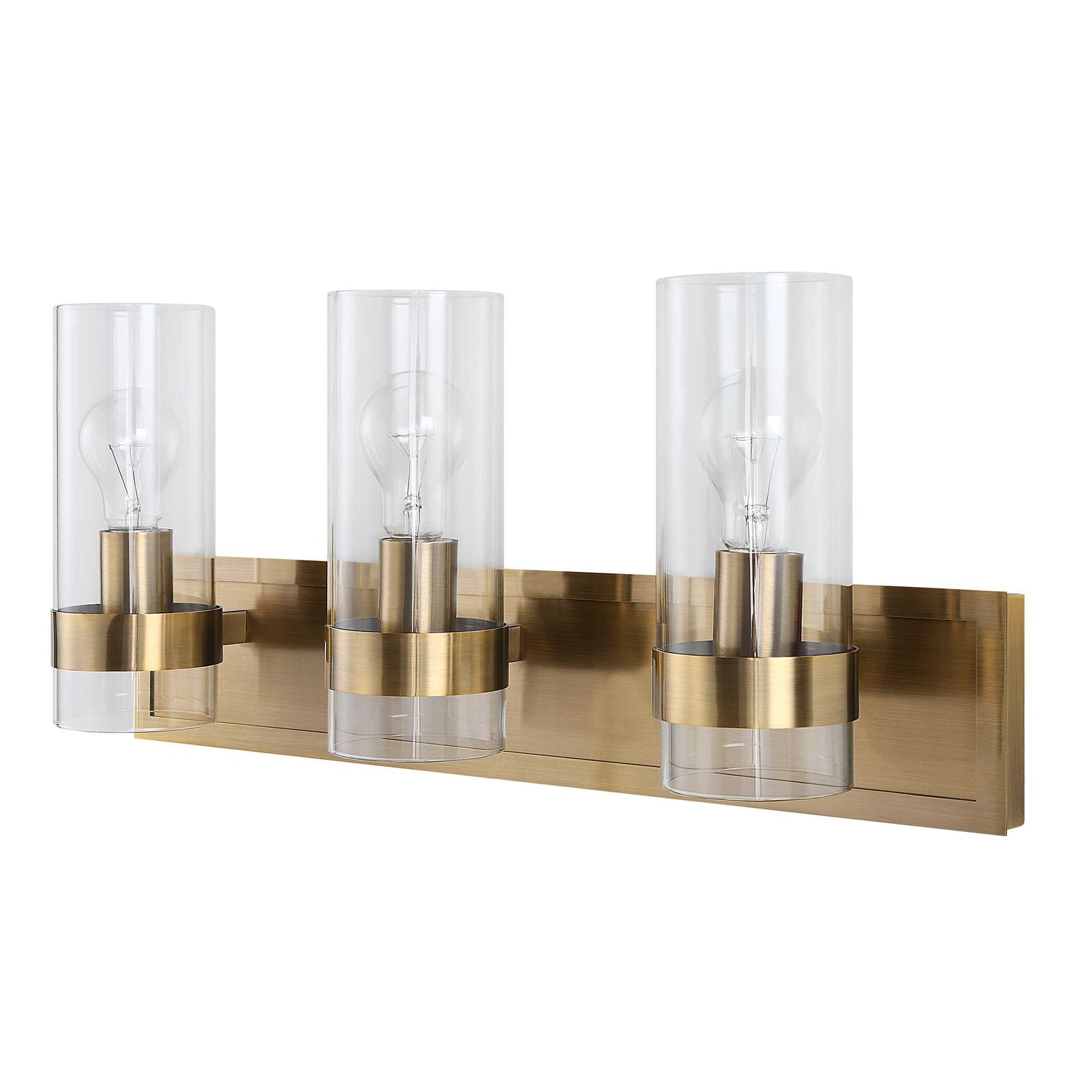 American Home Furniture Uttermost Cardiff Antique Brass 3 Light Vanity