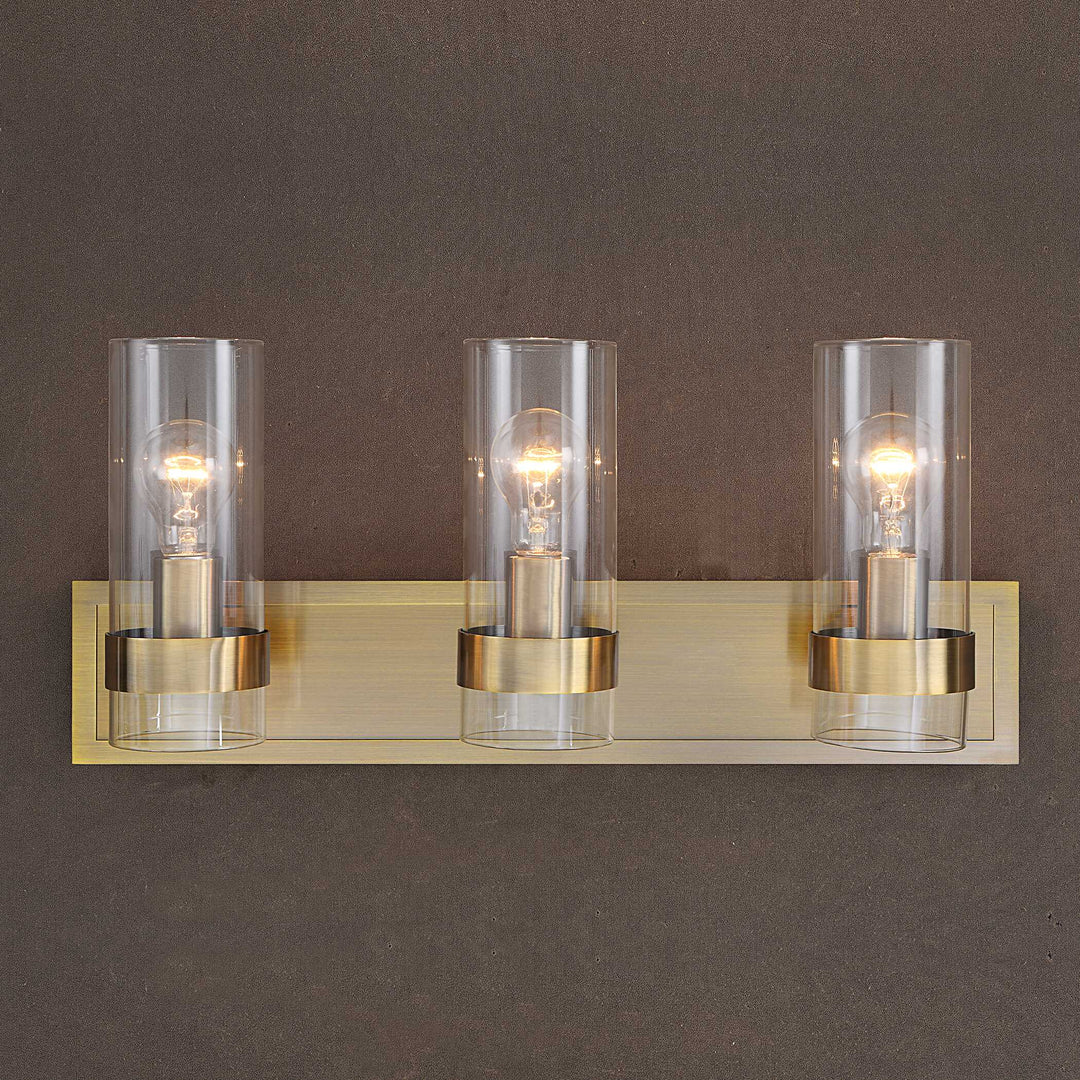 American Home Furniture Uttermost Cardiff Antique Brass 3 Light Vanity
