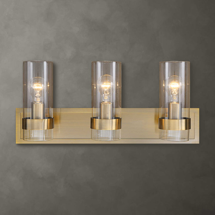 American Home Furniture Uttermost Cardiff Antique Brass 3 Light Vanity