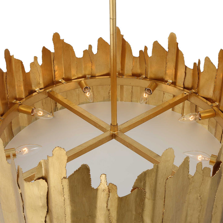 American Home Furniture Uttermost Golden Gate 8 Light Industrial Pendant
