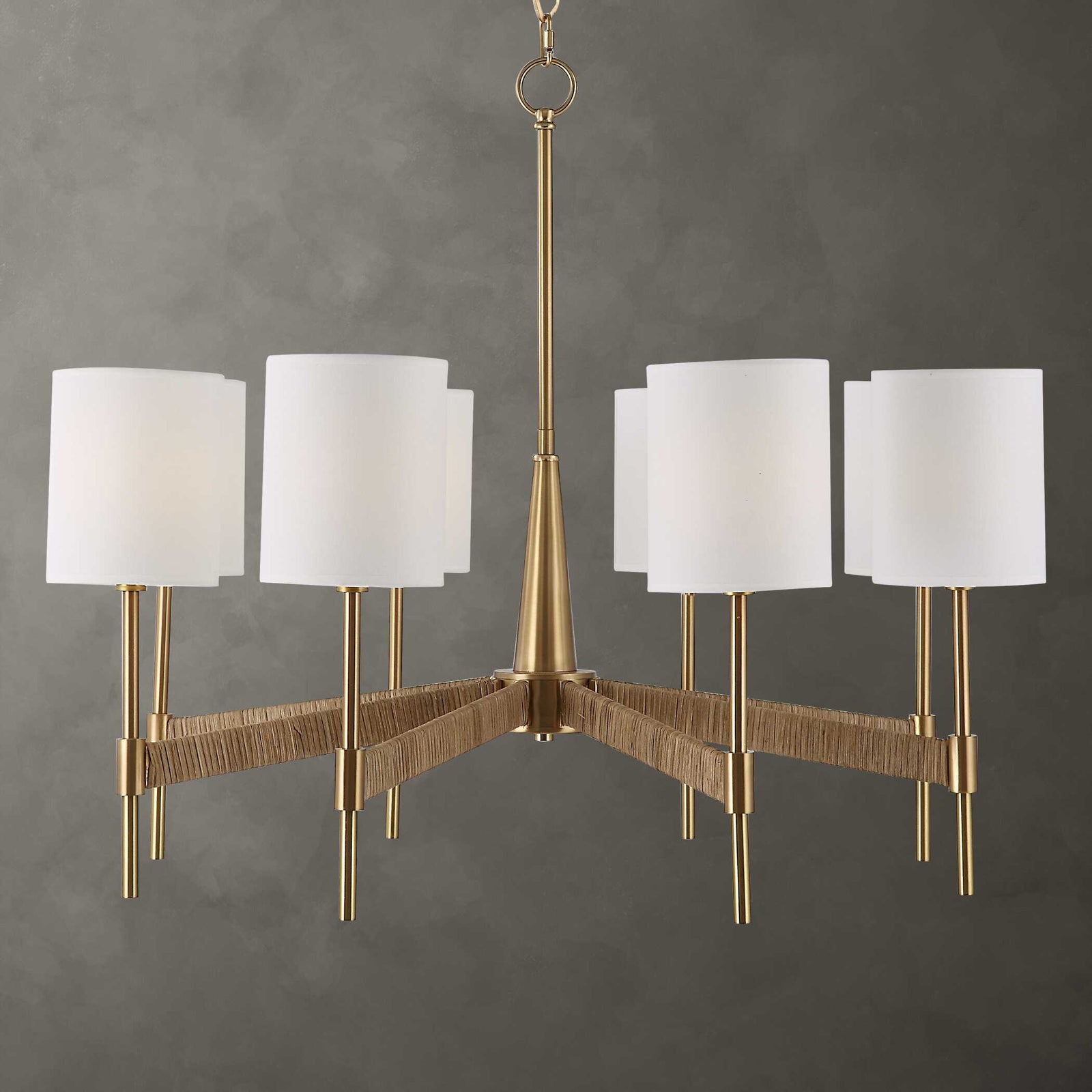 American Home Furniture Uttermost Lautoka Rattan 8 Light Chandelier