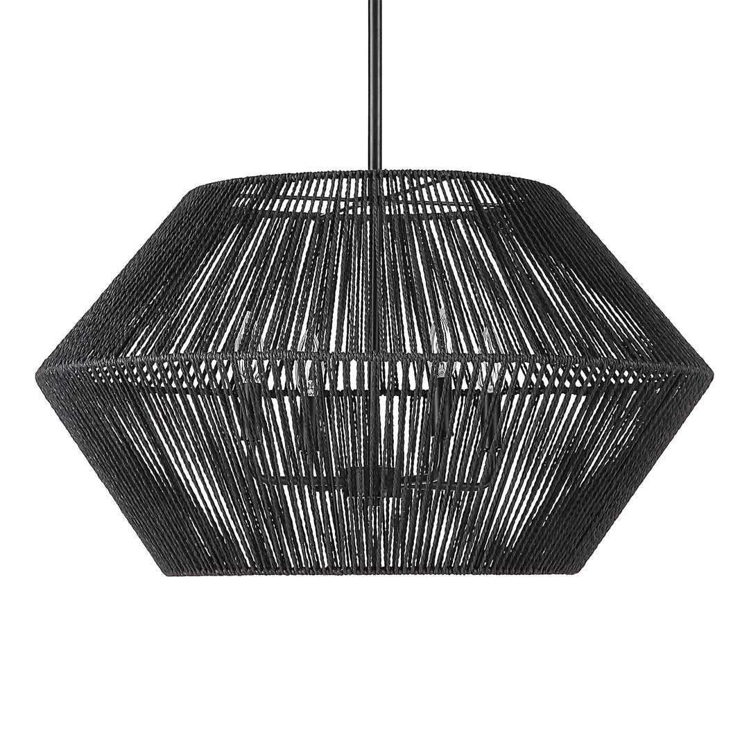 American Home Furniture Uttermost Suva 4 Light Black Rope Pendant
