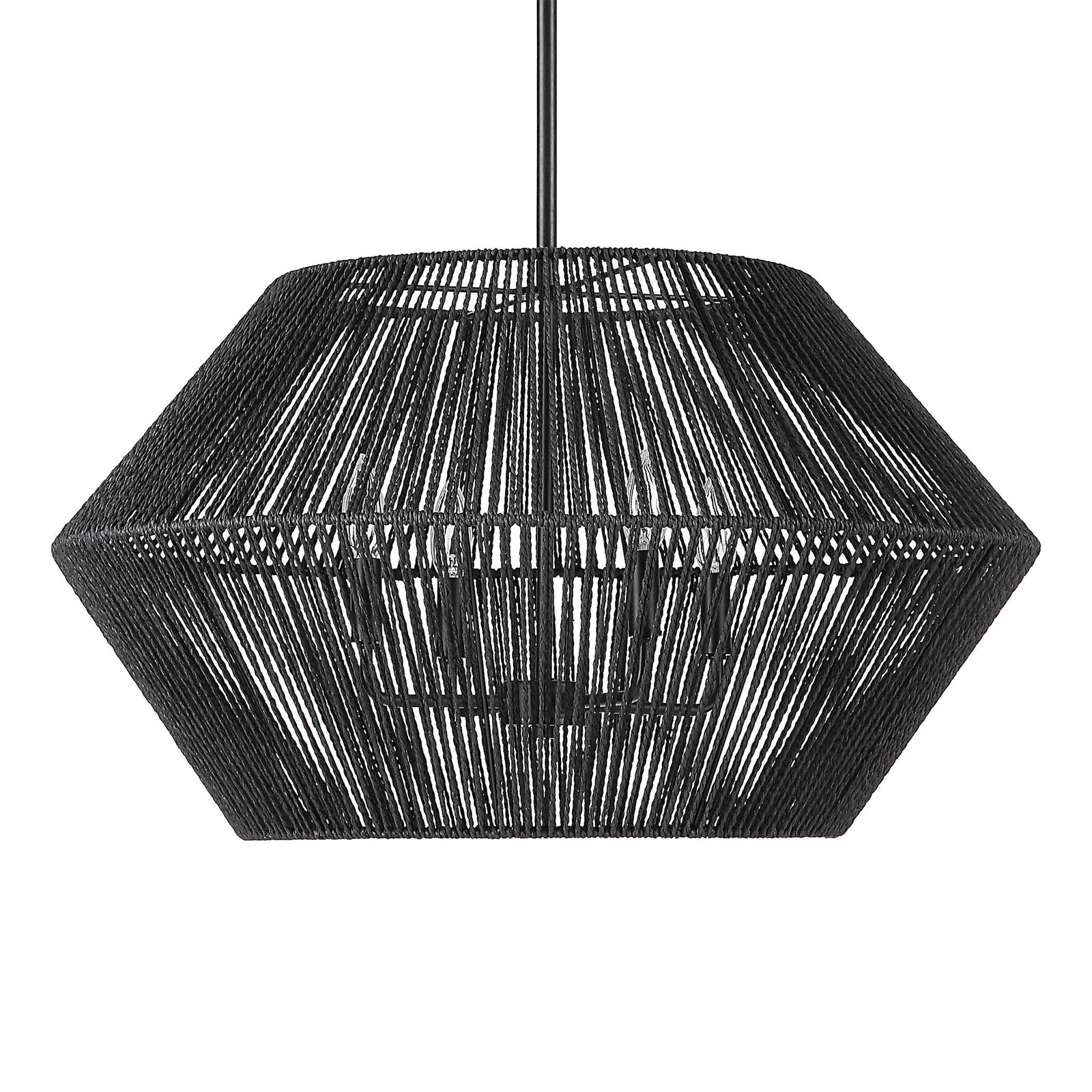 American Home Furniture Uttermost Suva 4 Light Black Rope Pendant
