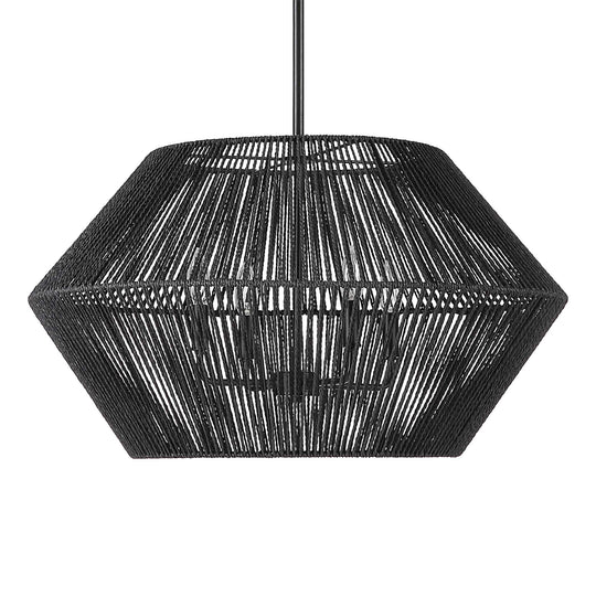 American Home Furniture Uttermost Suva 4 Light Black Rope Pendant