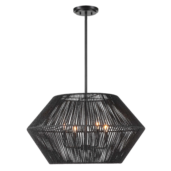 American Home Furniture Uttermost Suva 4 Light Black Rope Pendant