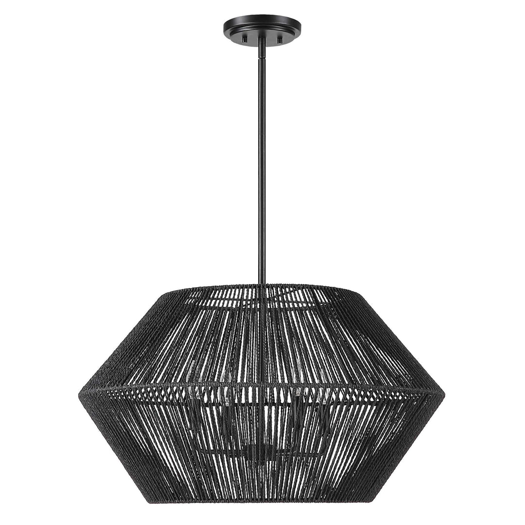 Suva 4 Light Black Rope Pendant - AmericanHomeFurniture