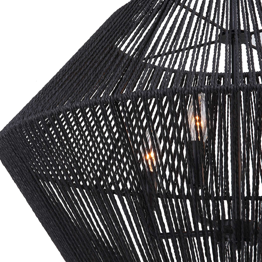 American Home Furniture Uttermost Suva 4 Light Black Rope Pendant