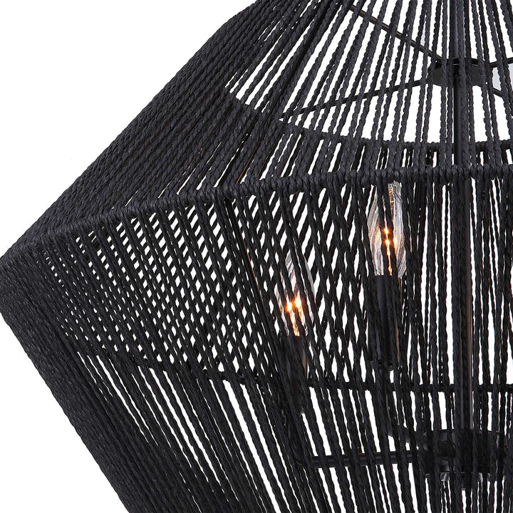 American Home Furniture Uttermost Suva 4 Light Black Rope Pendant