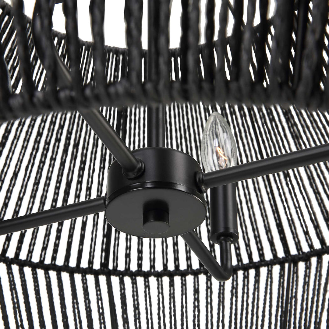 American Home Furniture Uttermost Suva 4 Light Black Rope Pendant