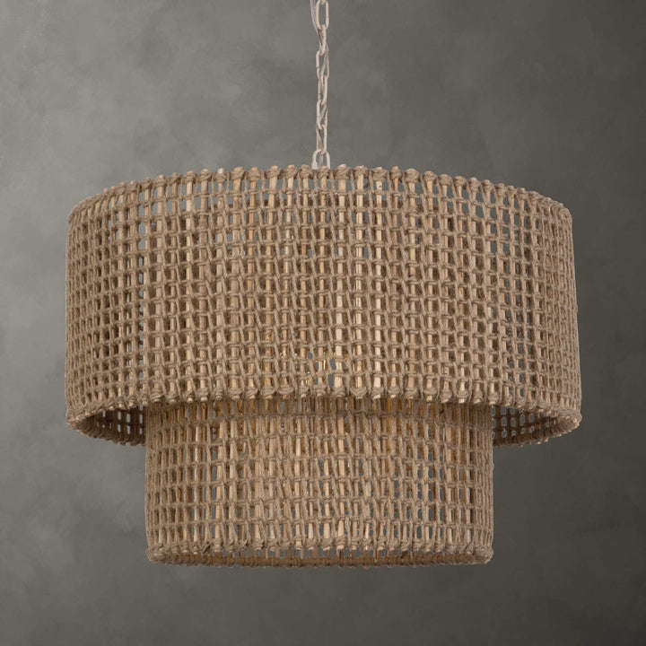 American Home Furniture Uttermost Biswas Woven Jute 1 Light Pendant