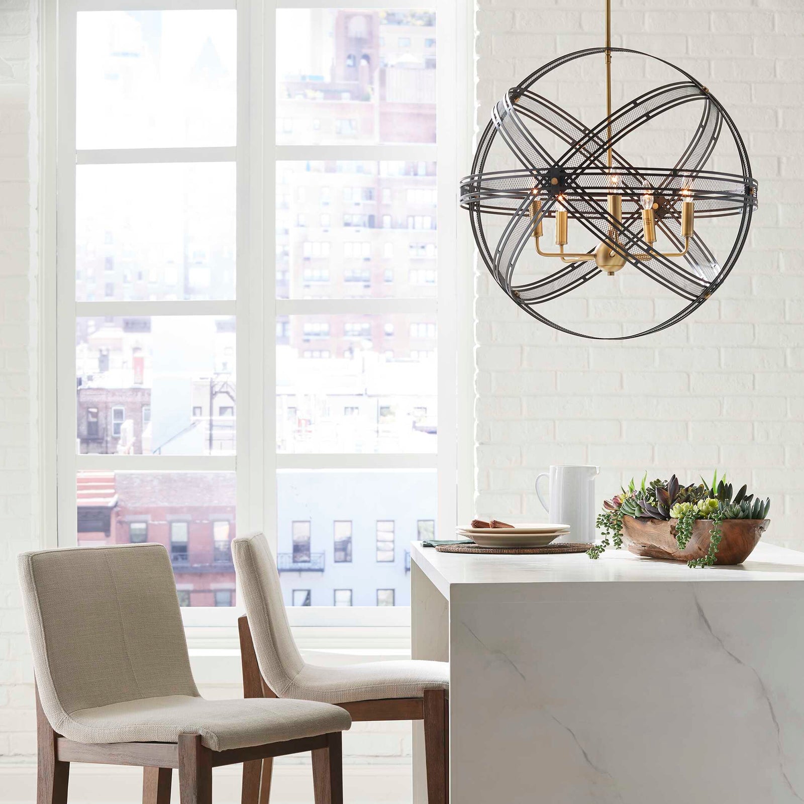 American Home Furniture Uttermost Spherical 5 Light Pendant