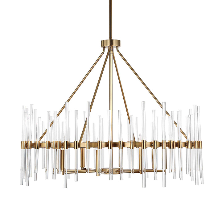 American Home Furniture Uttermost Crystal Stick 8 Light Brass Chandelier