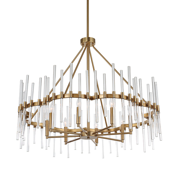 American Home Furniture Uttermost Crystal Stick 8 Light Brass Chandelier