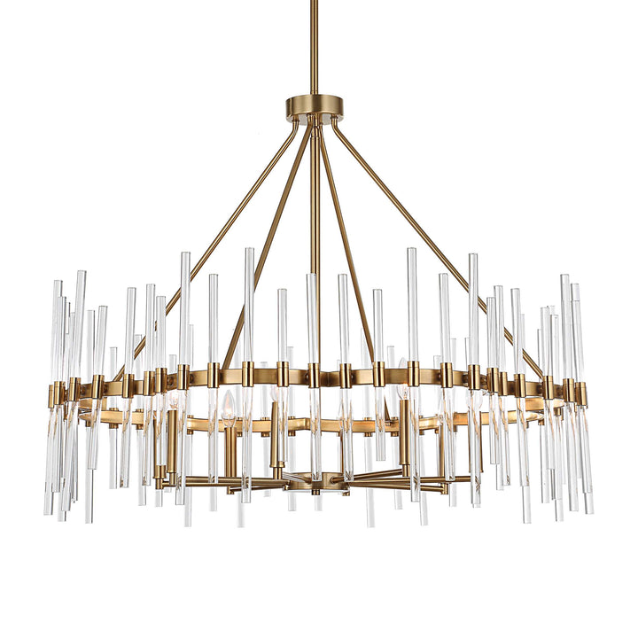 American Home Furniture Uttermost Crystal Stick 8 Light Brass Chandelier