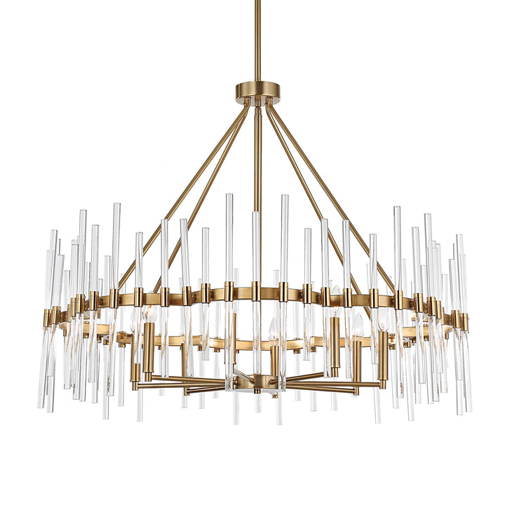 American Home Furniture Uttermost Crystal Stick 8 Light Brass Chandelier