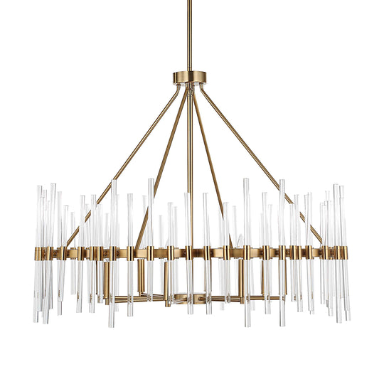 American Home Furniture Uttermost Crystal Stick 8 Light Brass Chandelier
