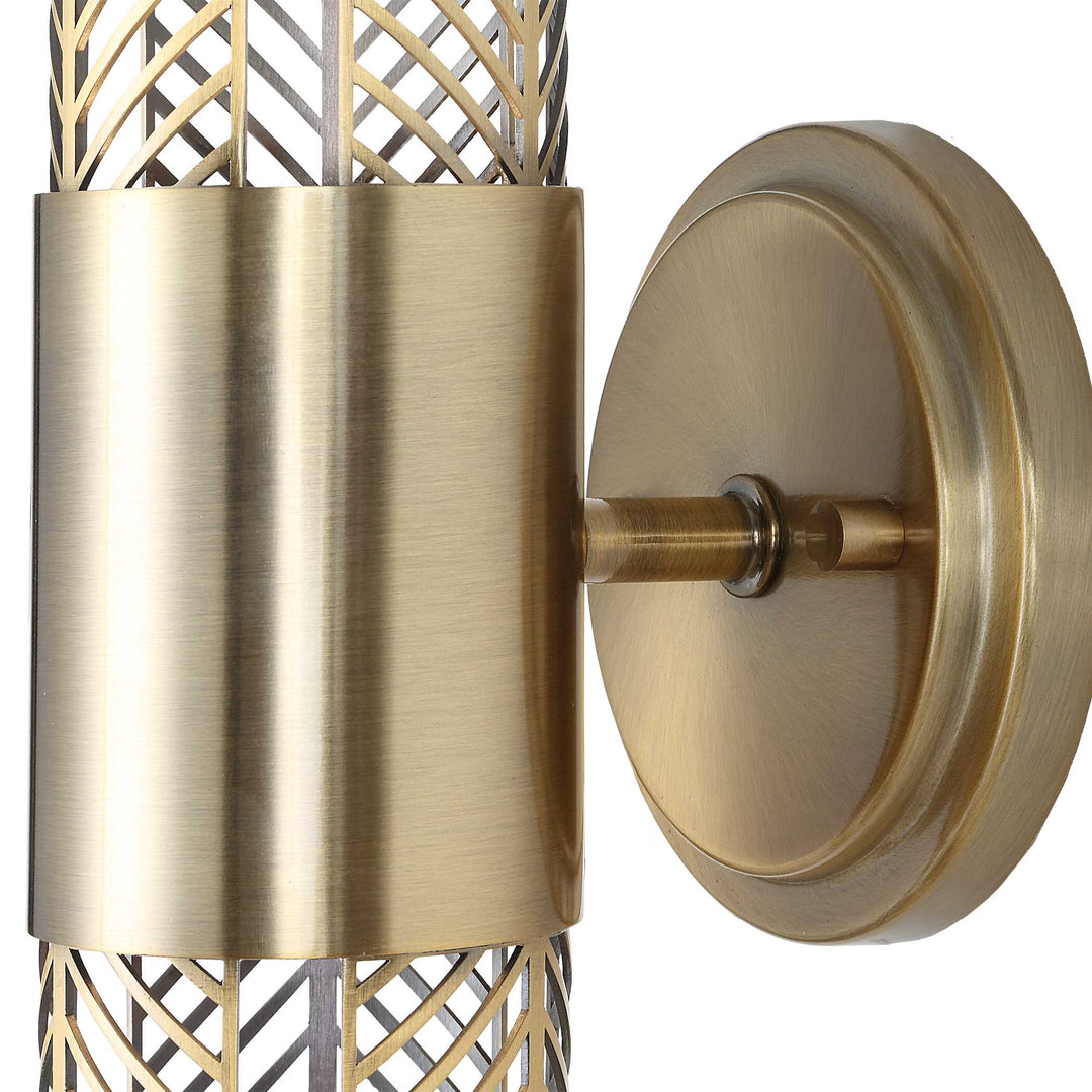 American Home Furniture Uttermost Cret 2 Light LED Brass Sconce