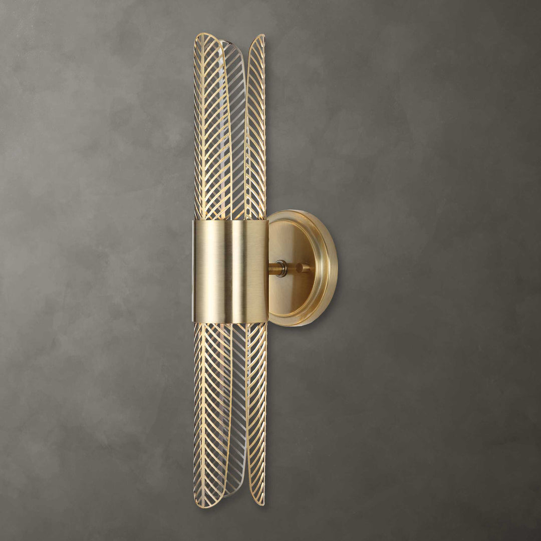 American Home Furniture Uttermost Cret 2 Light LED Brass Sconce