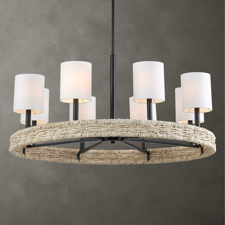American Home Furniture Uttermost Faiyam 8 Light Rattan Chandelier