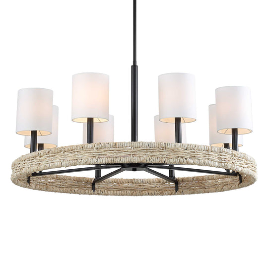 American Home Furniture Uttermost Faiyam 8 Light Rattan Chandelier