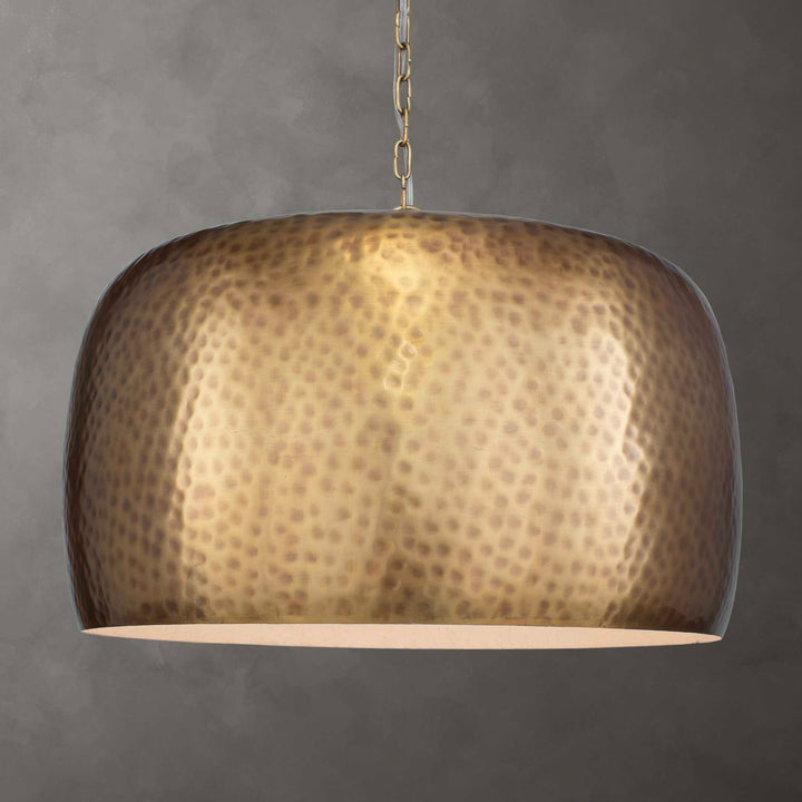 American Home Furniture Uttermost Lemont Hammered Brass 1 Light Pendant