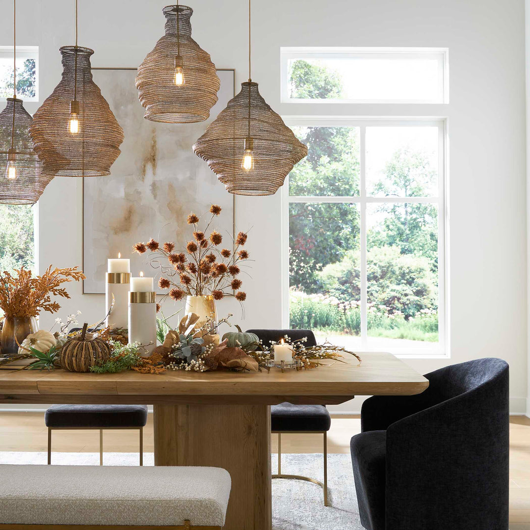 American Home Furniture Uttermost Murmur Woven Brass 1 Light Pendant