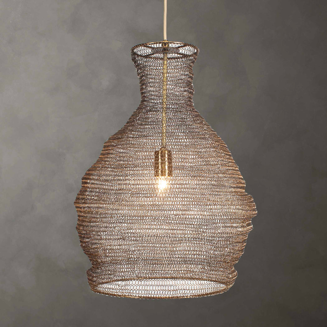American Home Furniture Uttermost Murmur Woven Brass 1 Light Pendant
