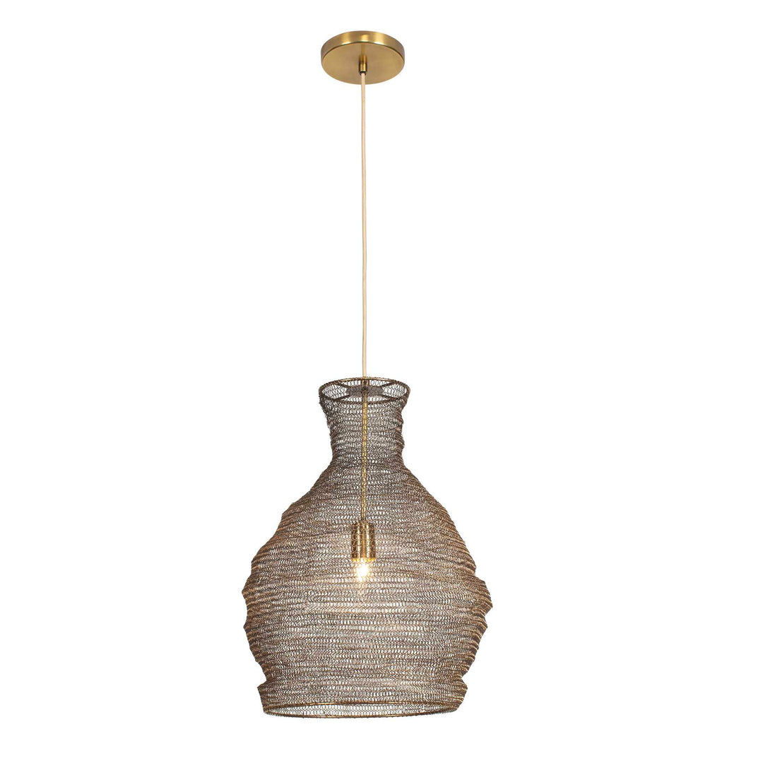 American Home Furniture Uttermost Murmur Woven Brass 1 Light Pendant