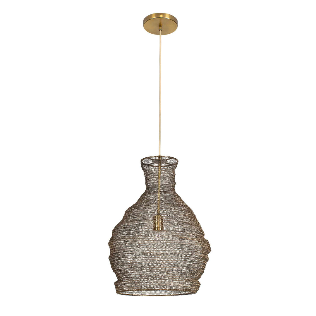 American Home Furniture Uttermost Murmur Woven Brass 1 Light Pendant