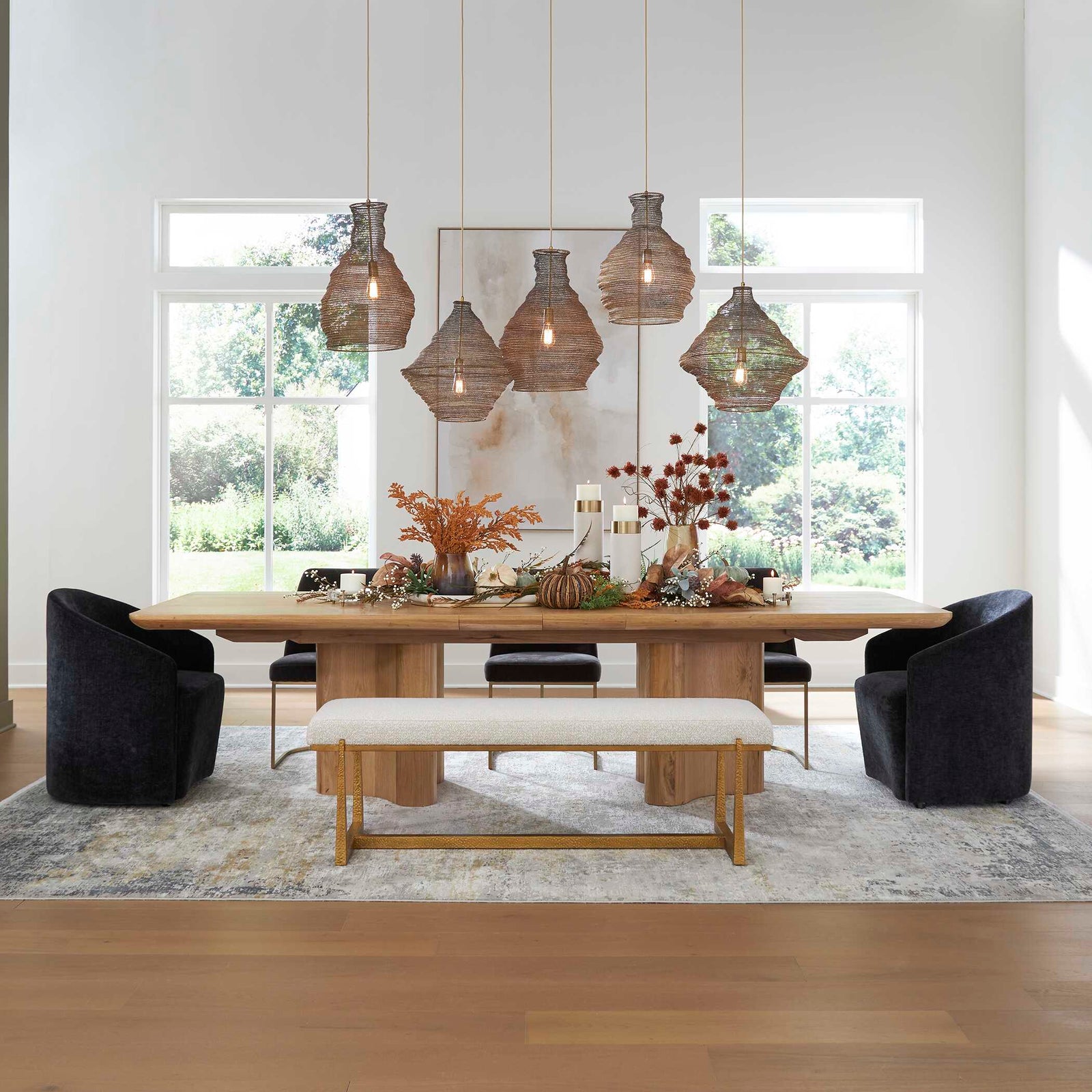 American Home Furniture Uttermost Sigh Woven Brass 1 Light Pendant