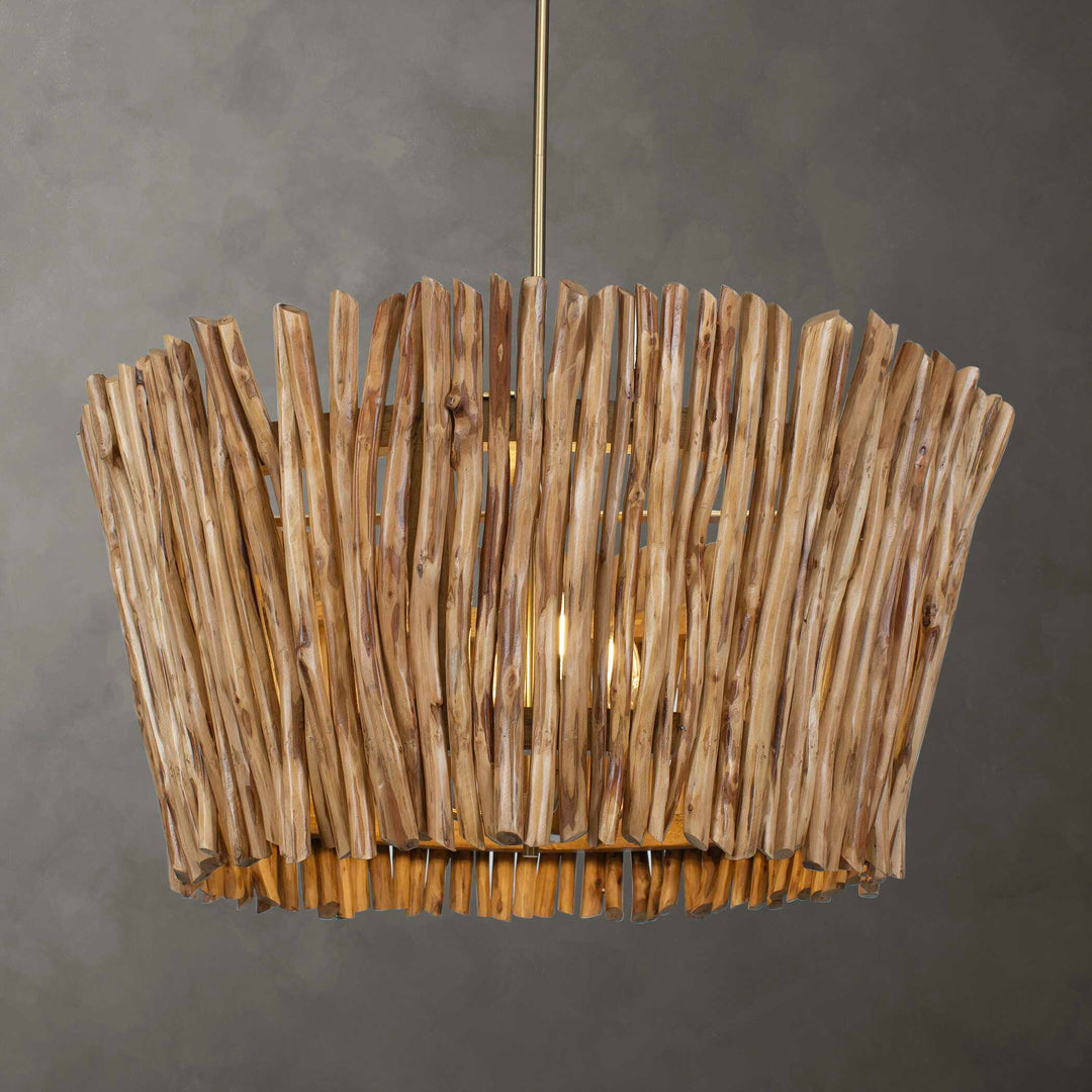 American Home Furniture Uttermost Rhea 4 Light Wood Branch Chandelier