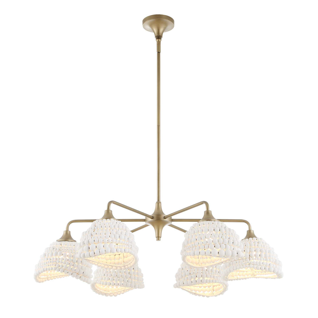 Biddeford 6 Light White Beaded Pendant