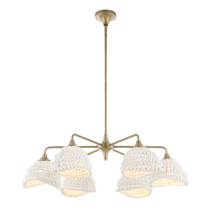 Biddeford 6 Light White Beaded Pendant